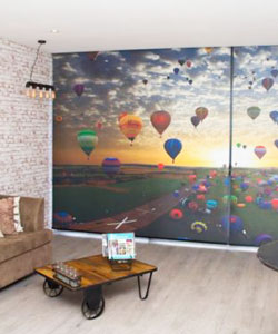 Estor fotográfico con diseño de globos
